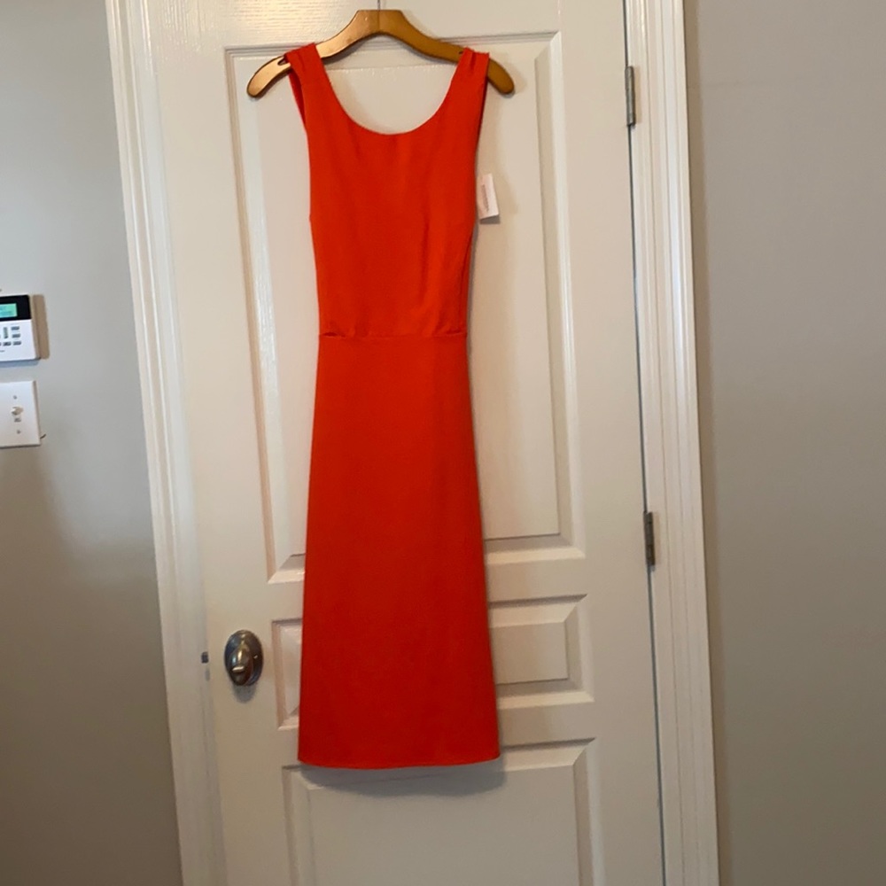 NWT Sz 8 Banana Republic Dress, Redish Orange, cross back w/ pockets
